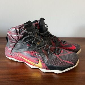 Nike LeBron XII Custom Basketball Shoes Men's 11.5 Red Black Gold